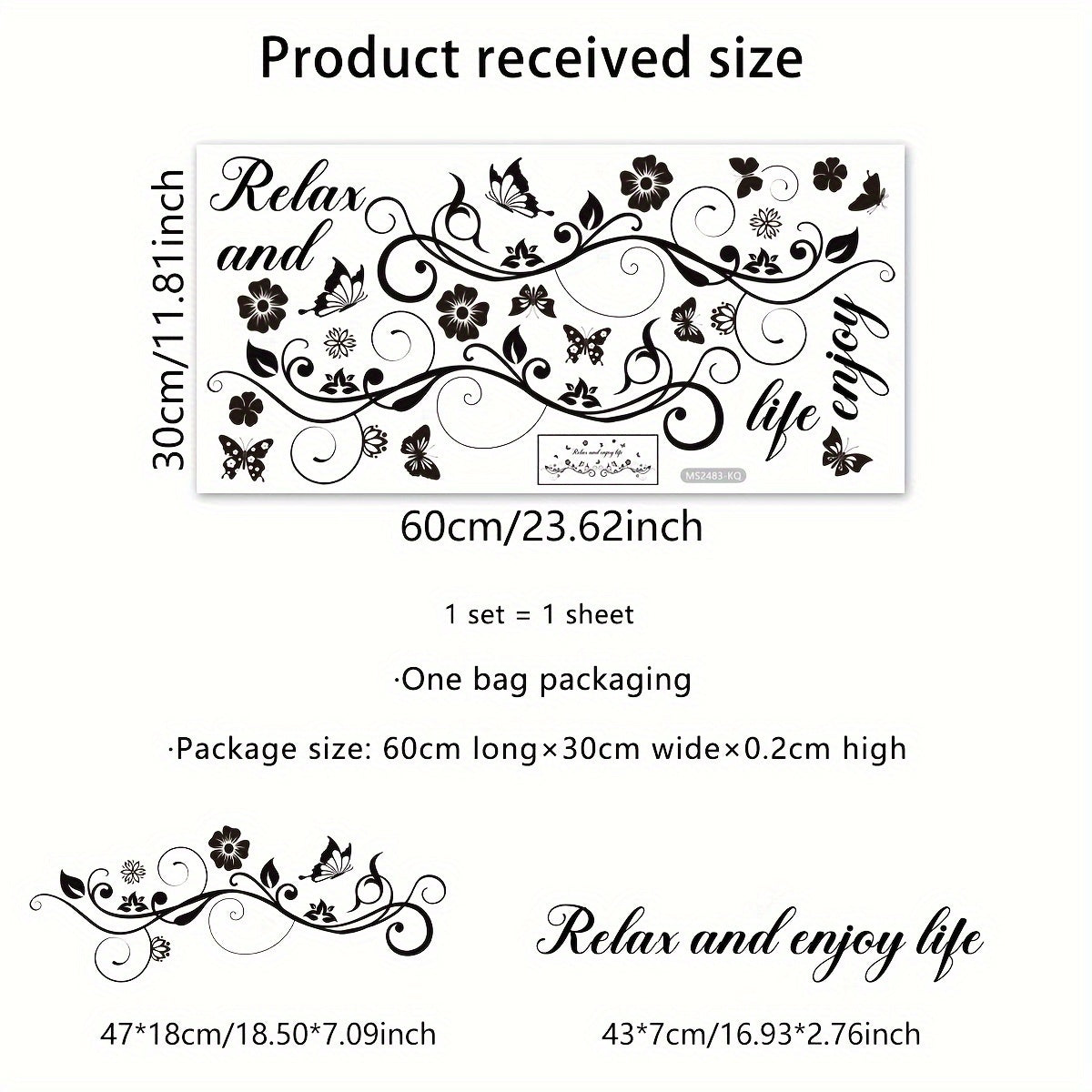 Floral and Butterfly Bathroom Wall Decal Water-Resistant Vinyl for Relaxing Bathroom Decor