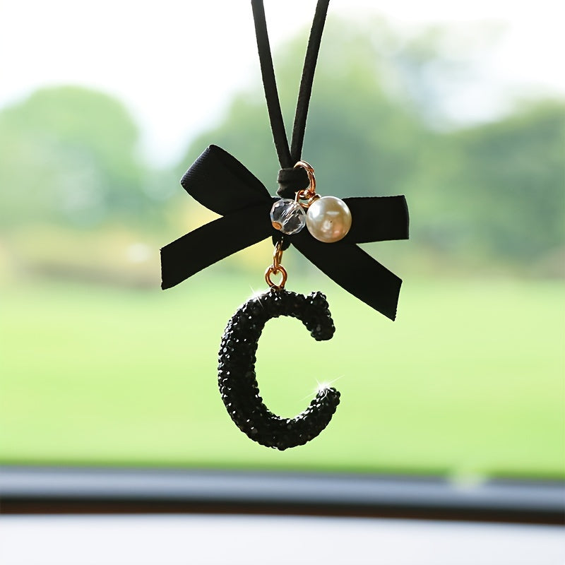 Декоративный кристальный алфавит вешалка с бантом и искусственной жемчужиной