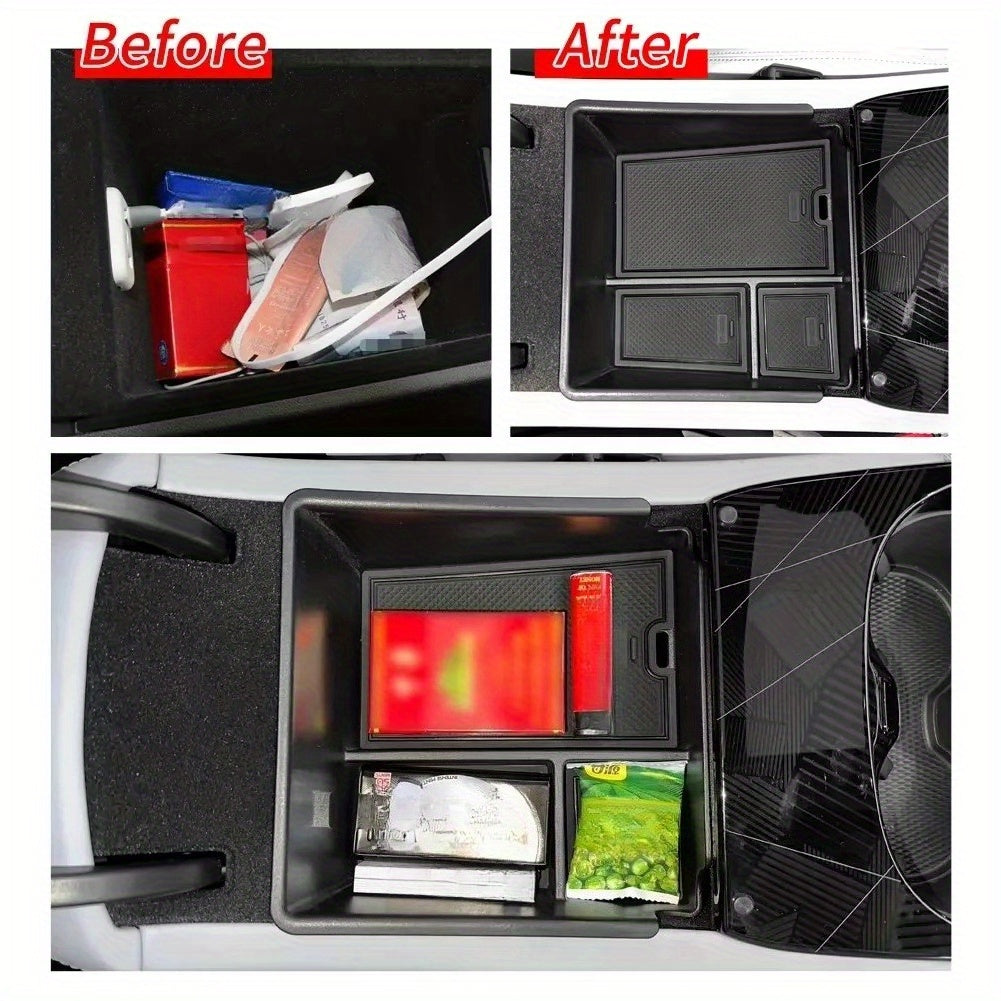 Center Console Armrest Storage Box for EV Black Tidy Organizer