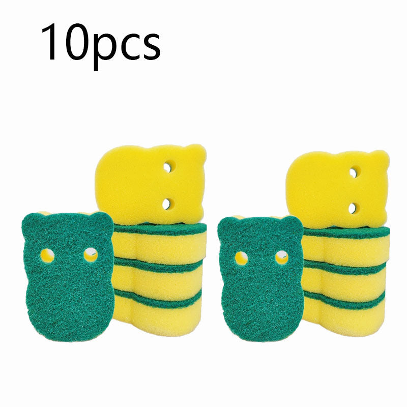 Set of 10 Bear-Shaped Natural Sponges for Kitchen and Household Cleaning