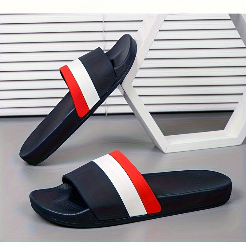 Unisex Color Block Open Toe Slippers with Non-slip PVC Sole for Casual Wear
