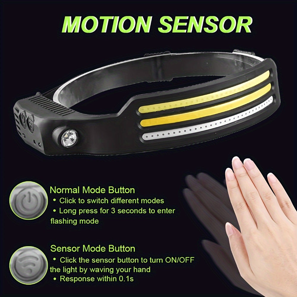 Rechargeable Motion Sensor LED Headlamp for Camping Running Fishing Hiking