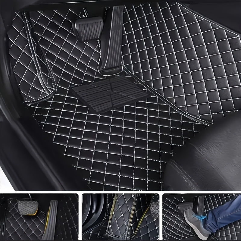 Full Coverage Faux Leather Floor Mats for Cars All-Weather Durable Easy to Clean