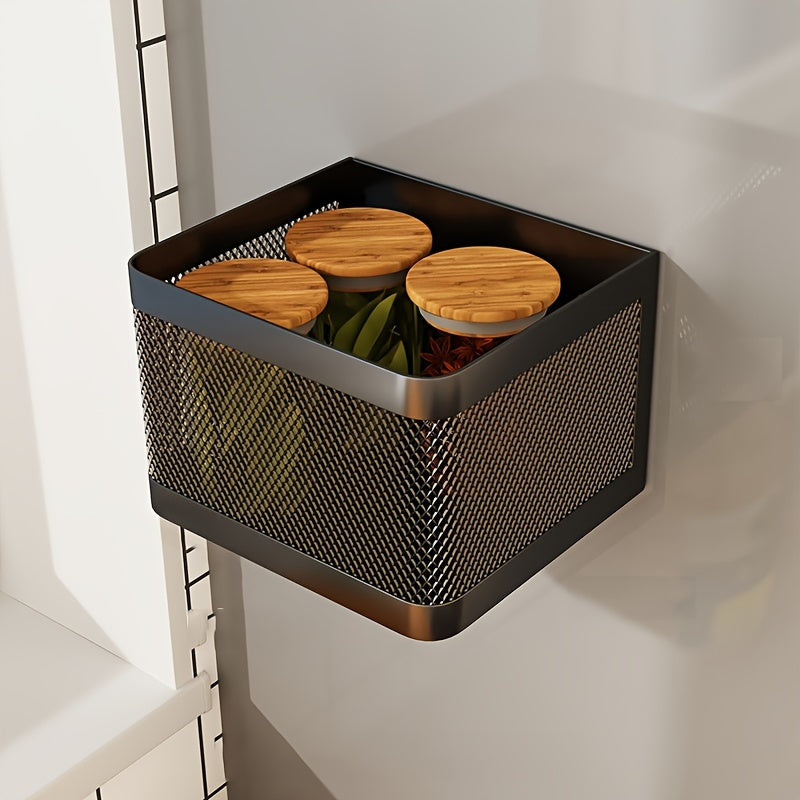 Soporte magnético para almacenamiento en refrigerador con cesta colgante y espacio para platos