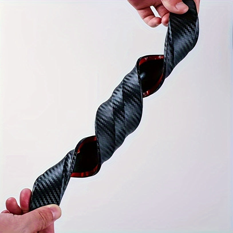 2pcs Carbon Fiber Style Rubber Door Edge Guards Bumper Lip Protector Stickers