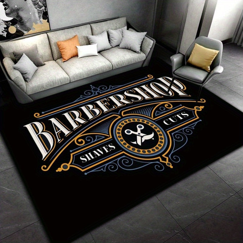 Barbershop Art Door Mat Non-Slip Rug Polyester Indoor Office Bedroom Sizes