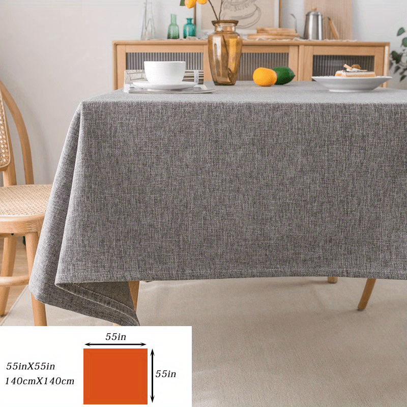 Mantel de poliéster gris impermeable para mesa rectangular de comedor
