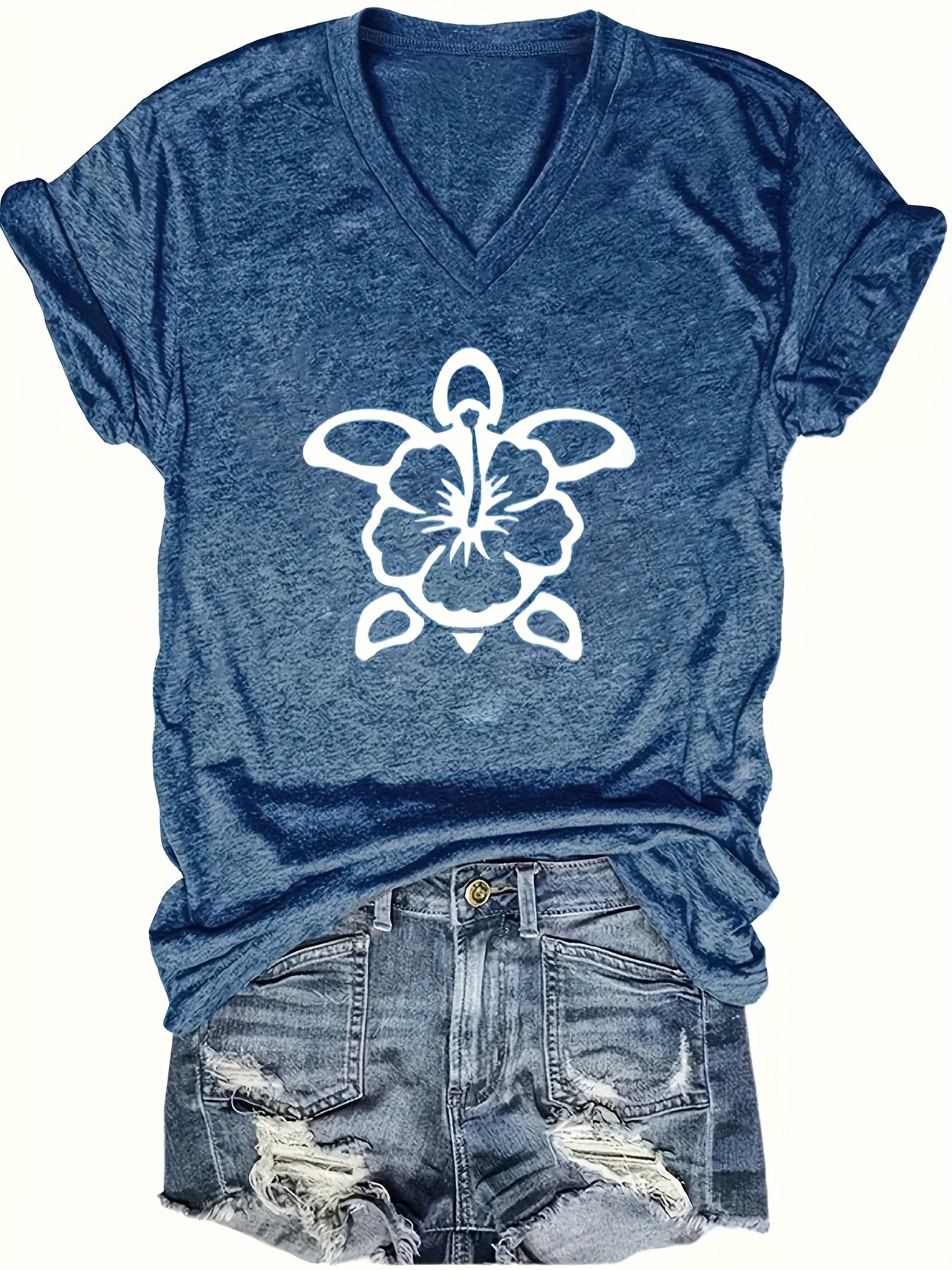 Women's V-Neck Short Sleeve T-Shirt Lightweight Rayon Blend Summer Top