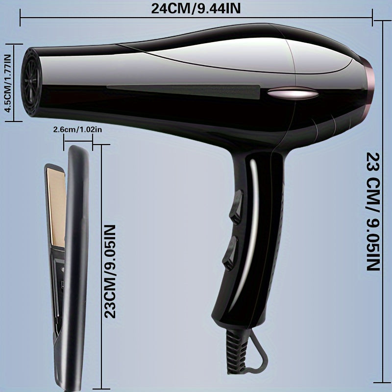 Set profesional de secador de pelo y plancha con difusor y accesorios 2100W 220V enchufe europeo