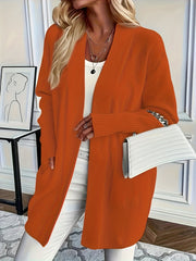 Plus Size Women's Open Front Cardigan Long Sleeve Cozy Winter Sweater