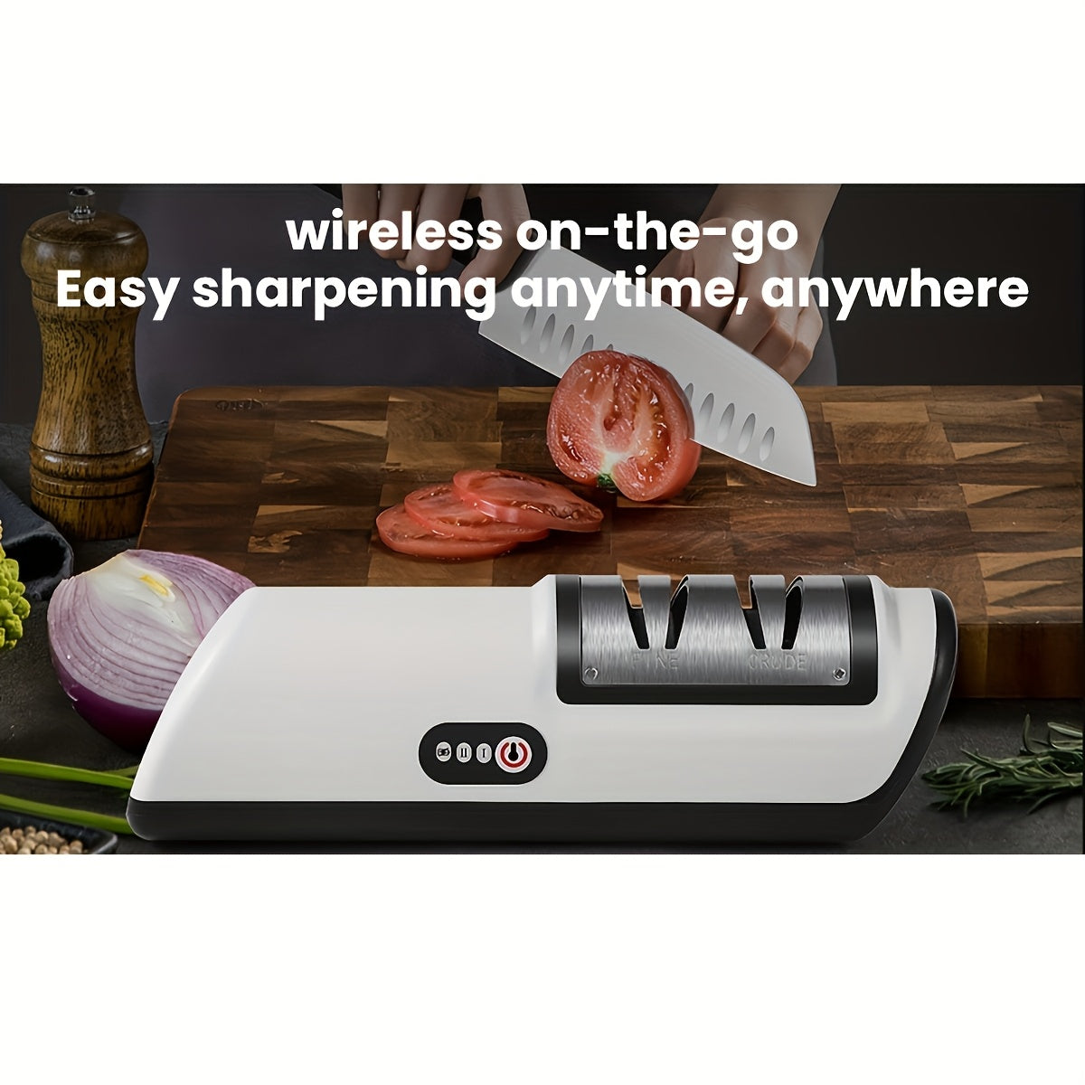 Electric Knife Sharpener with 2-Speed Adjustment for Kitchen and Chef Knives