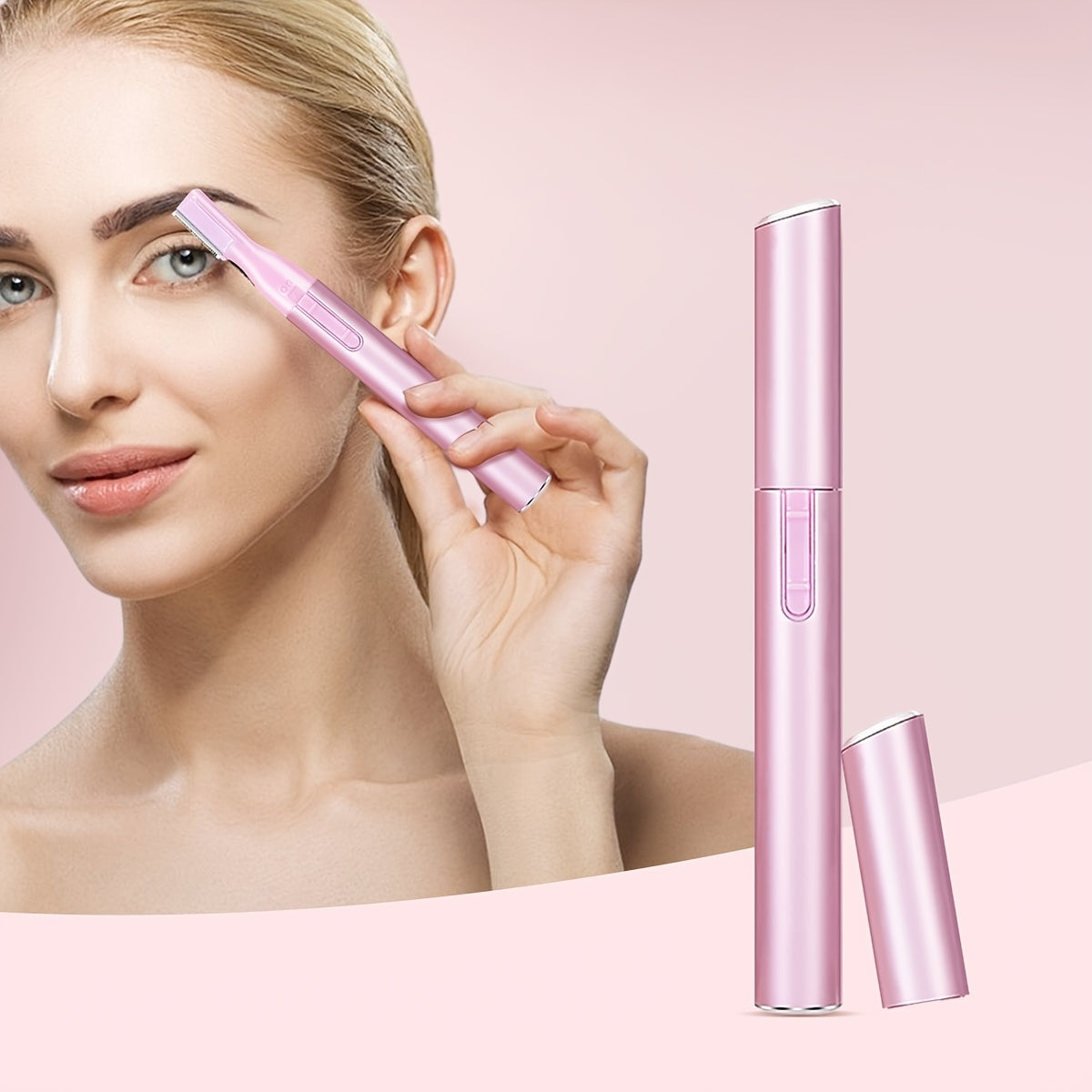 Recortadora eléctrica de cejas para hombres y mujeres, recargable, rosa y blanca