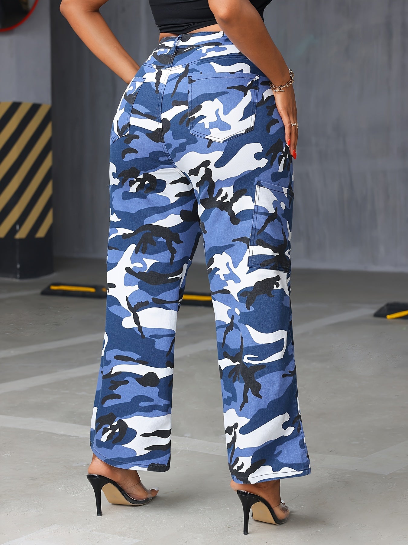Брюки карго с камуфляжным принтом большого размера для женщин, свободные широкие джинсовые штаны