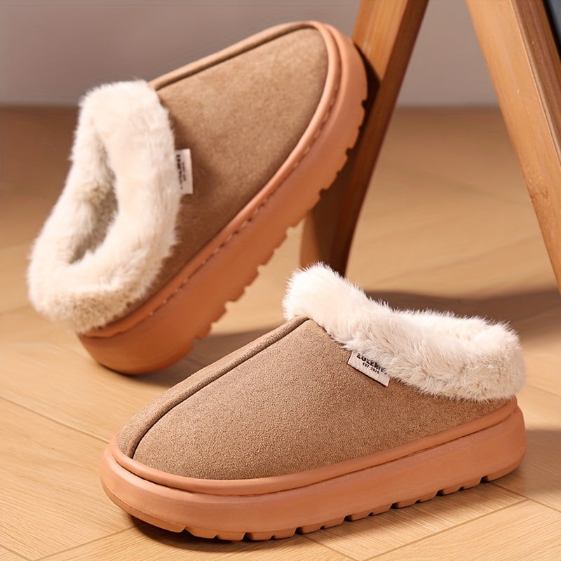 Unisex Warm Plush Collar Casual Home Shoes for Couples