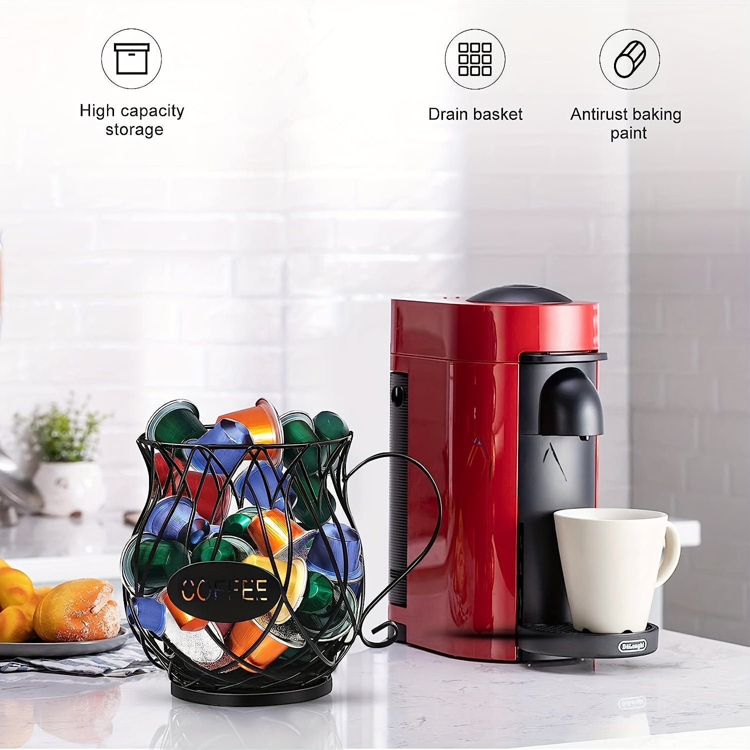 Coffee Pods Organizer Holder Black Large Capacity Capsule Storage Rack