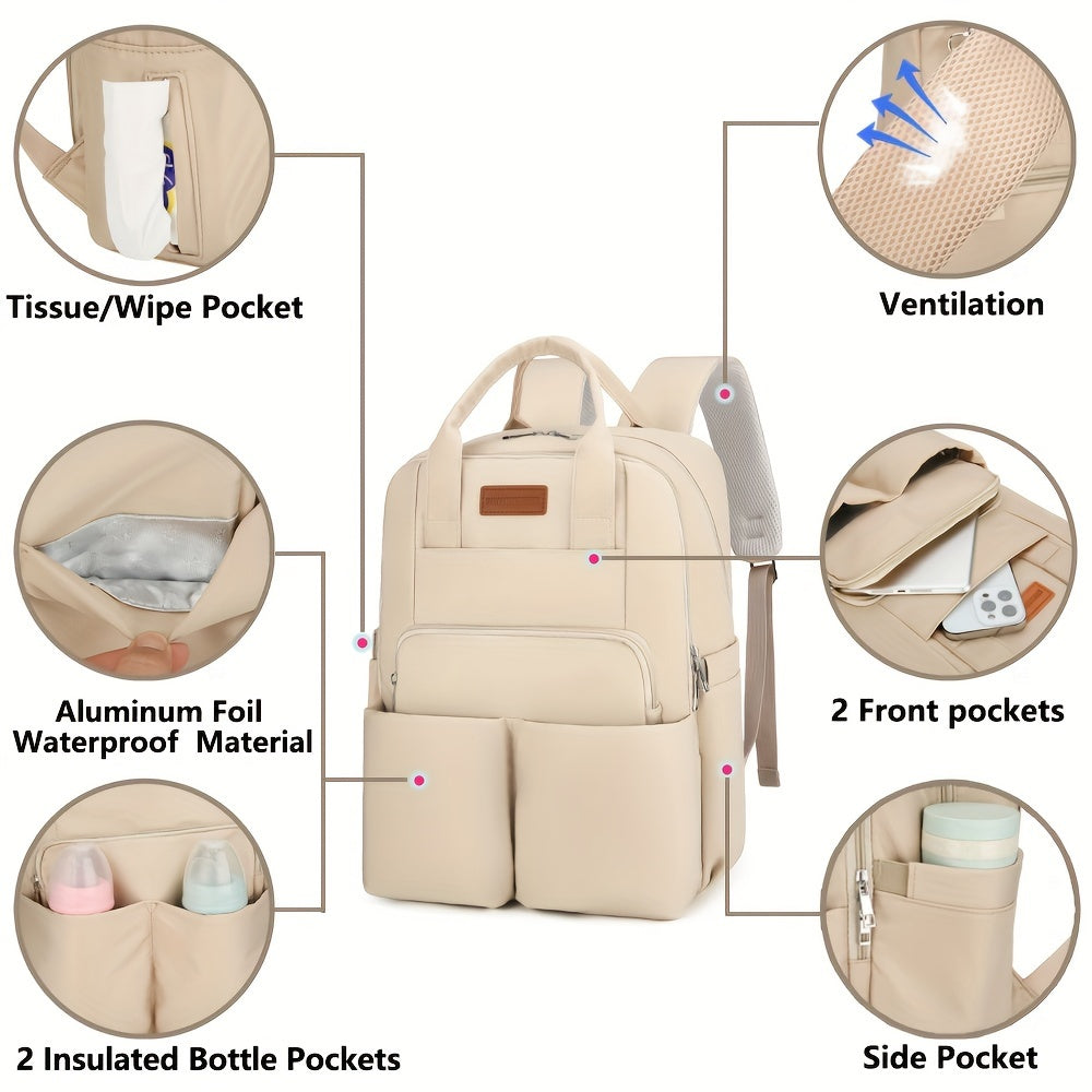 Waterproof Diaper Backpack for Boys and Girls with Multiple Pockets and Durable Polyester