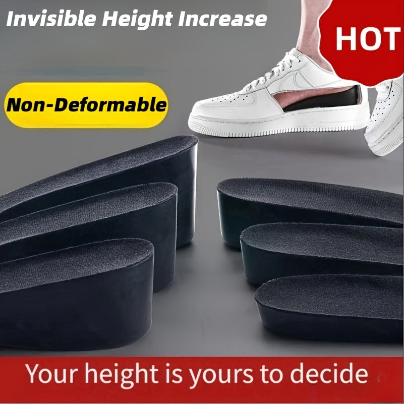 Men Women Faux Leather Height Increasing Insoles Comfortable Invisible Multiple Heights