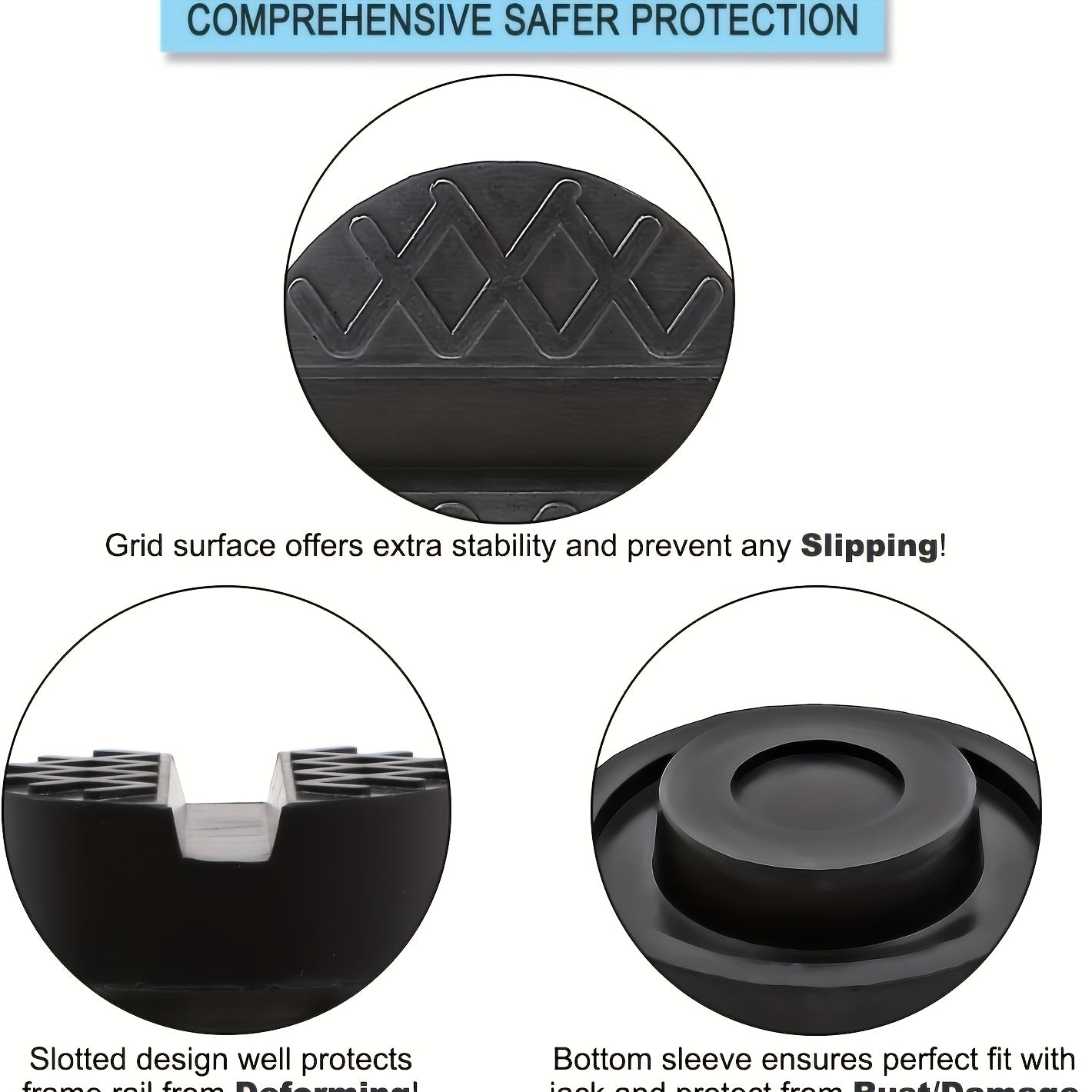 Universal Car Floor Slotted Rubber Jack Pad Frame Protector Adapter