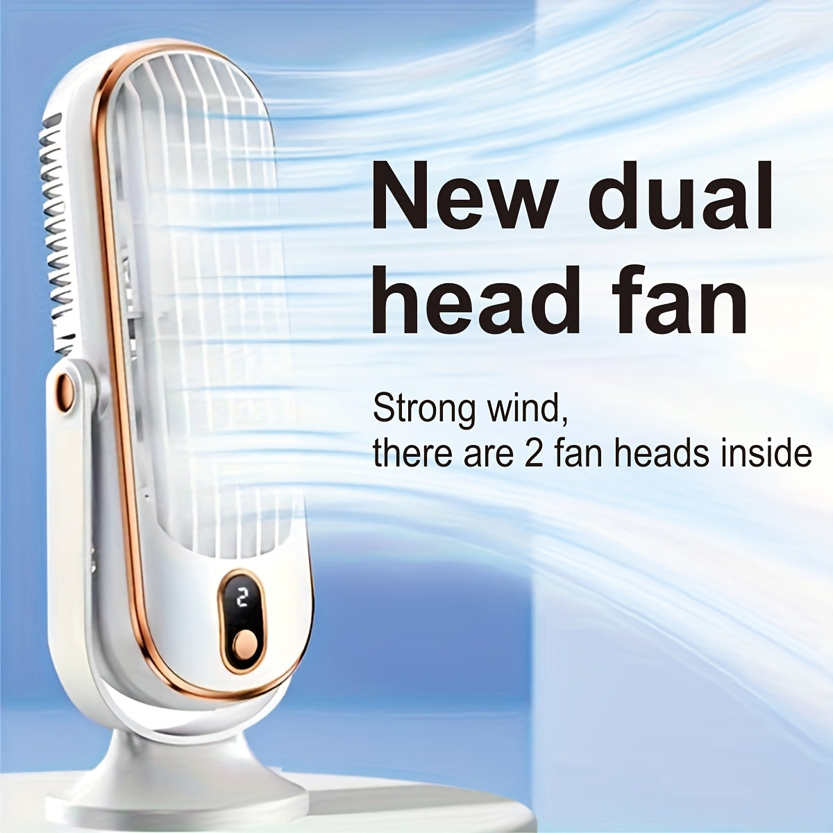 Portable USB Fan with 5-Speed Control White and Gold Multi-Functional for Travel Camping Outdoors