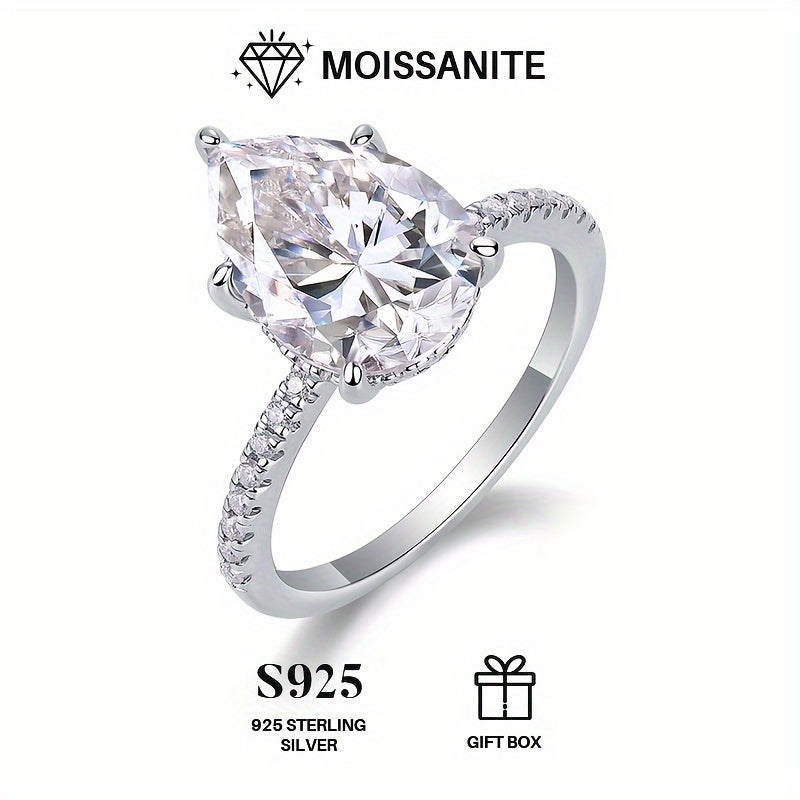 Unisex Moissanite Engagement Ring Sterling Silver 18K Gold Plated Gift Box