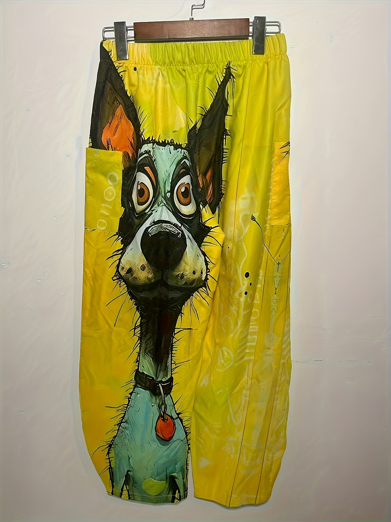 Plus Size Women's Dog Print Baggy Pants Casual Elastic Waist Trousers