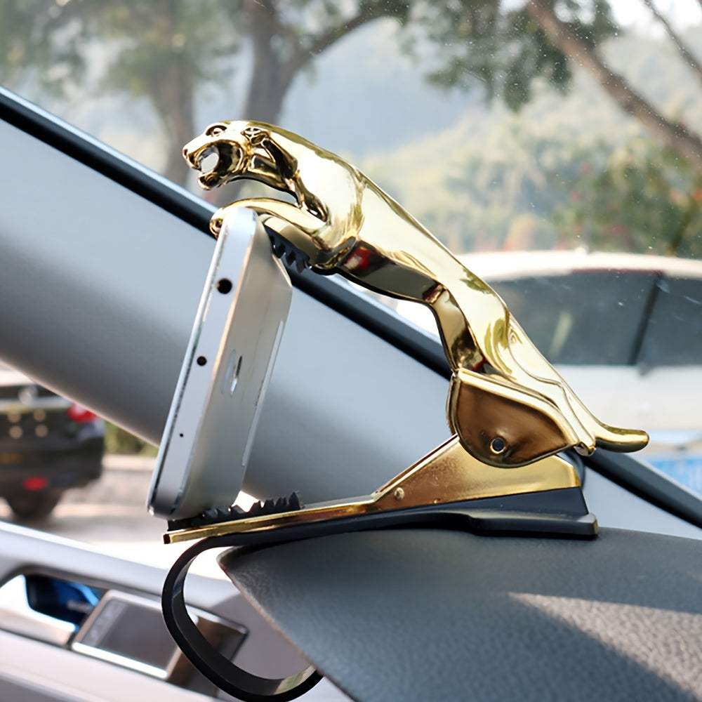 Car Dashboard Phone Holder and Navigation Stand Golden Leopard Style Waterproof Adjustable Mount