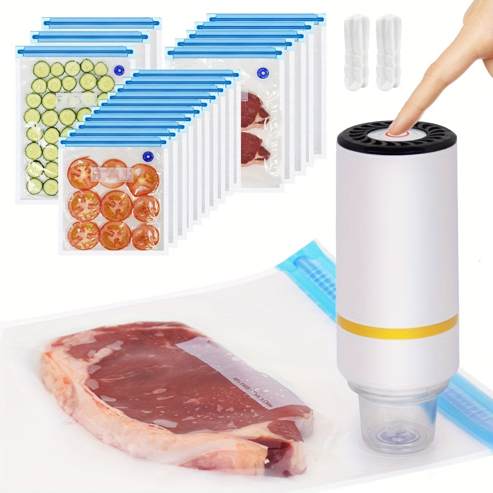 19 ta vakuum paketlar va aksessuarlar bilan simsiz elektr vakuum yopishtiruvchi to'plami go'sht va dengiz mahsulotlari uchun