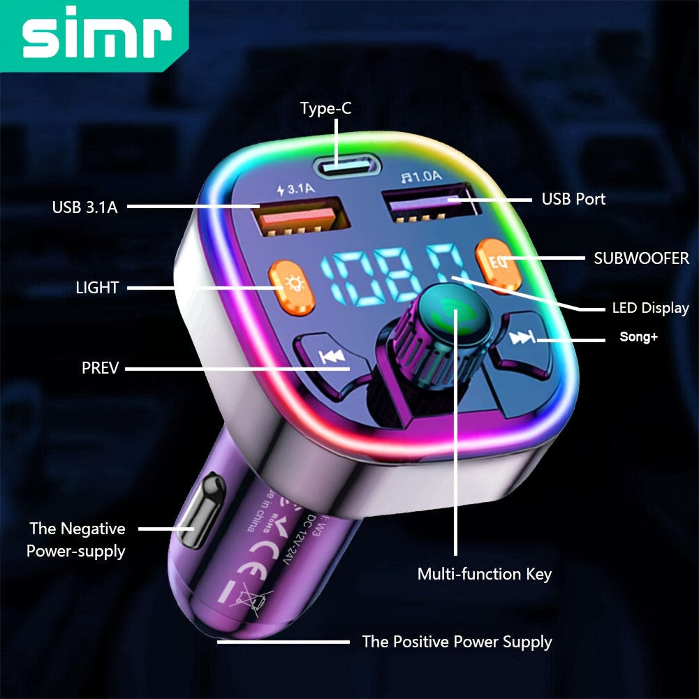 Wireless Car FM Transmitter MP3 Player Dual USB Fast Charger LED Backlit