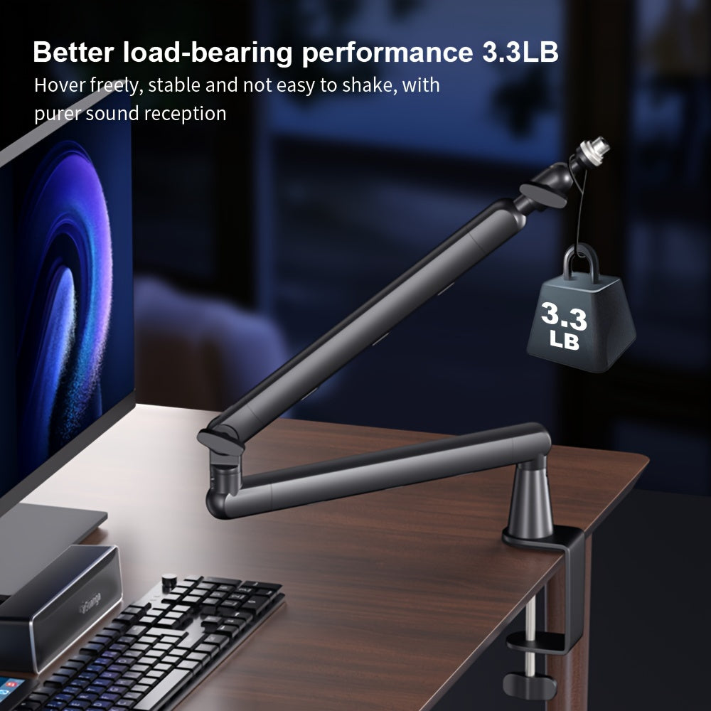 Aluminum Microphone Boom Arm Stand with Desk Clamp Cable Management XLR Compatible for Podcast Streaming Gaming