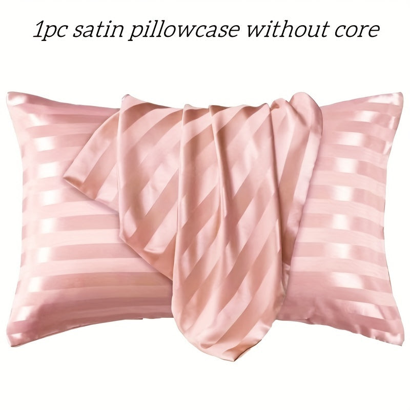 Soft Skin-Friendly Striped Satin Pillowcase with Flap Closure