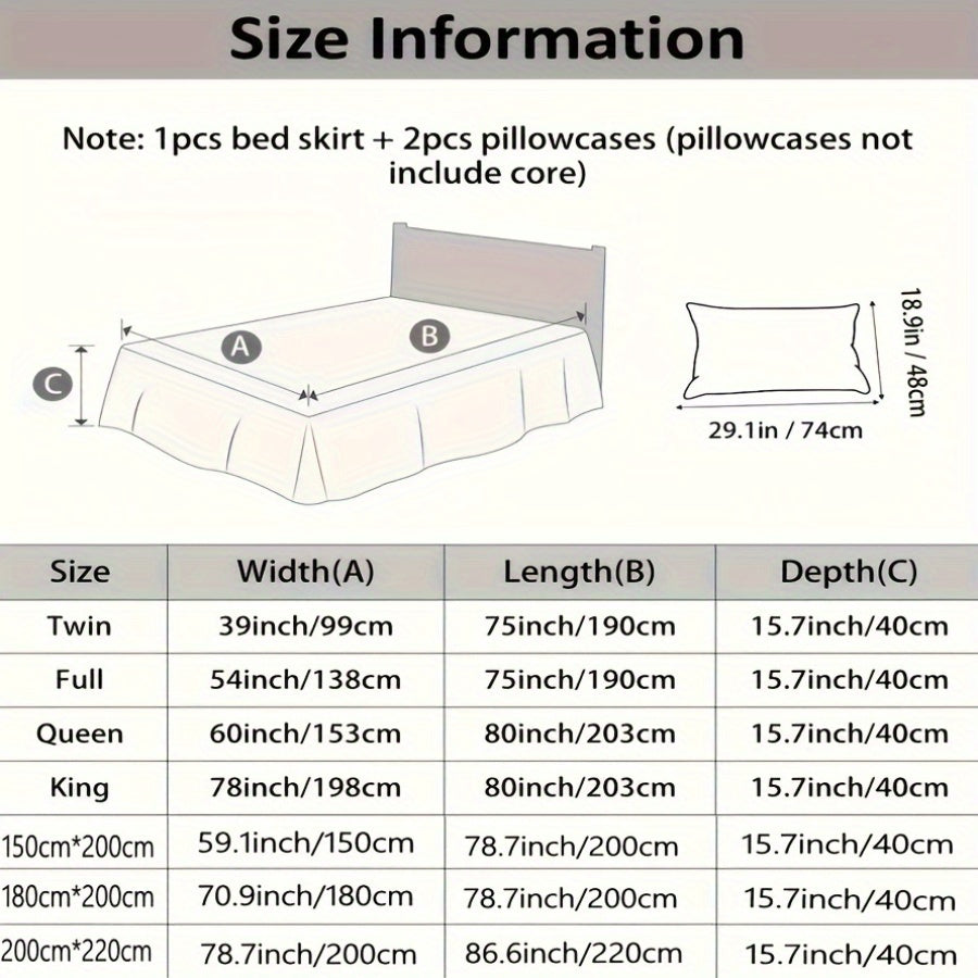 Luxury Bedding Set with Quilted Edge Bed Skirt Pillowcases Mattress Protector and Duvet Cover