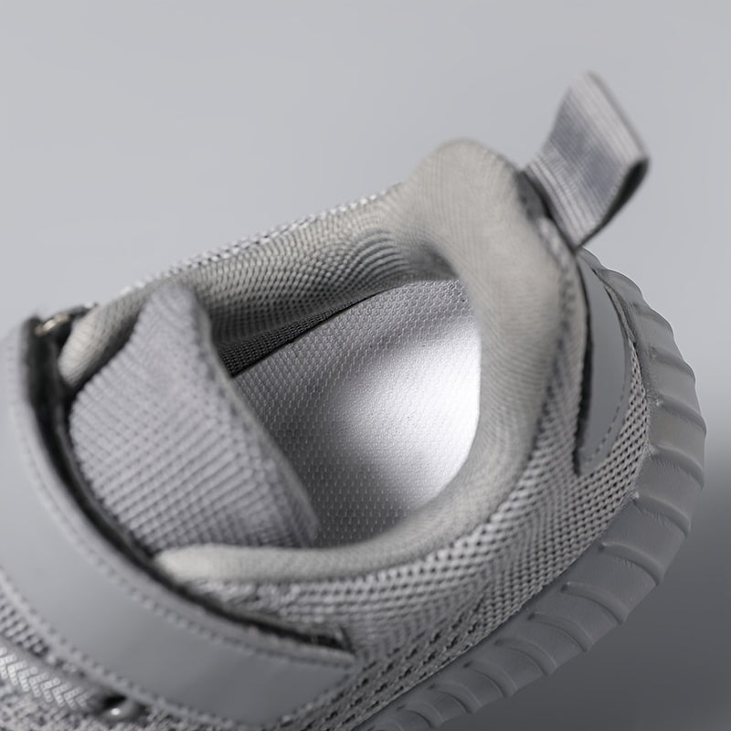 Boys Breathable Knit Running Shoes Low Top with Hook and Loop Fastener for Outdoor Jogging