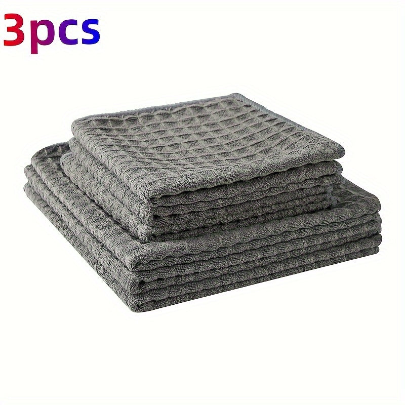 Set of 3 Coffee Shop Cleaning Towels, Absorbent Polyester Rags for Spills