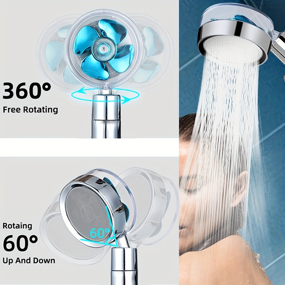 Turbocharged Round Plastic Shower Head with Massage and Wall Mount