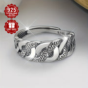 Women's Sterling Silver Geometric Twist Ring Retro Punk Style for Party Festival