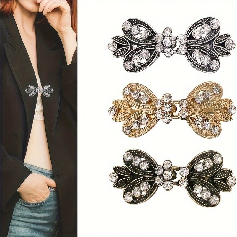 Women's Rhinestone Scarf Clip Alloy Cape Buckle Fashion Accessory