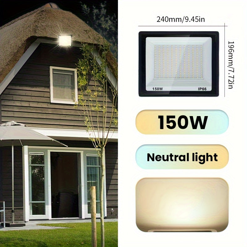 Aluminum LED Floodlight Outdoor Garden Playground Wall Ceiling 10-300W Black