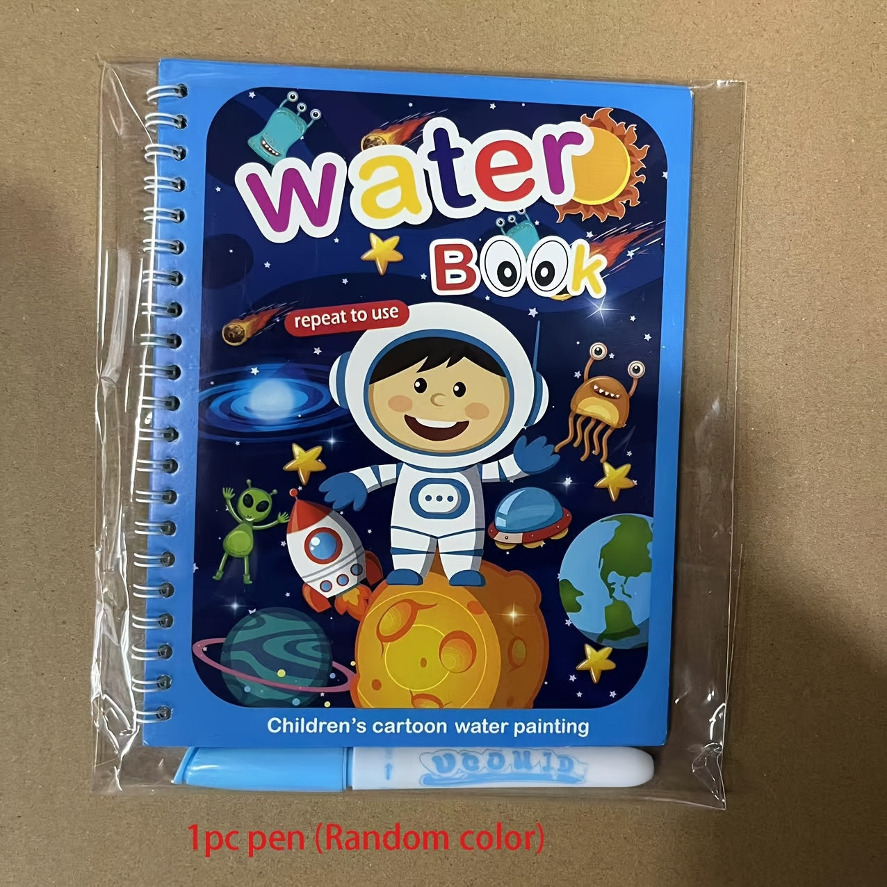 Libro de dibujo con agua para niños, reutilizable, con bolígrafo de agua, papel de colores mezclados