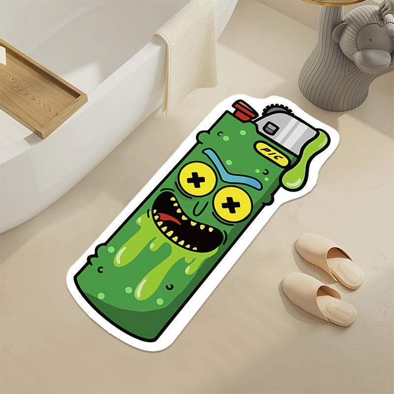 Multfilmli gilamcha, achchiq bodring, yashil, sirgʻalmas, suvga chidamli, pol uchun mato, mehmonxona, yotoqxona, oshxona uchun