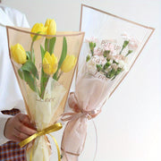 50 Pcs Clear Floral Bouquet Wrapping Bags with Motivational Quote for Valentine's Day and Flower Shop Packaging