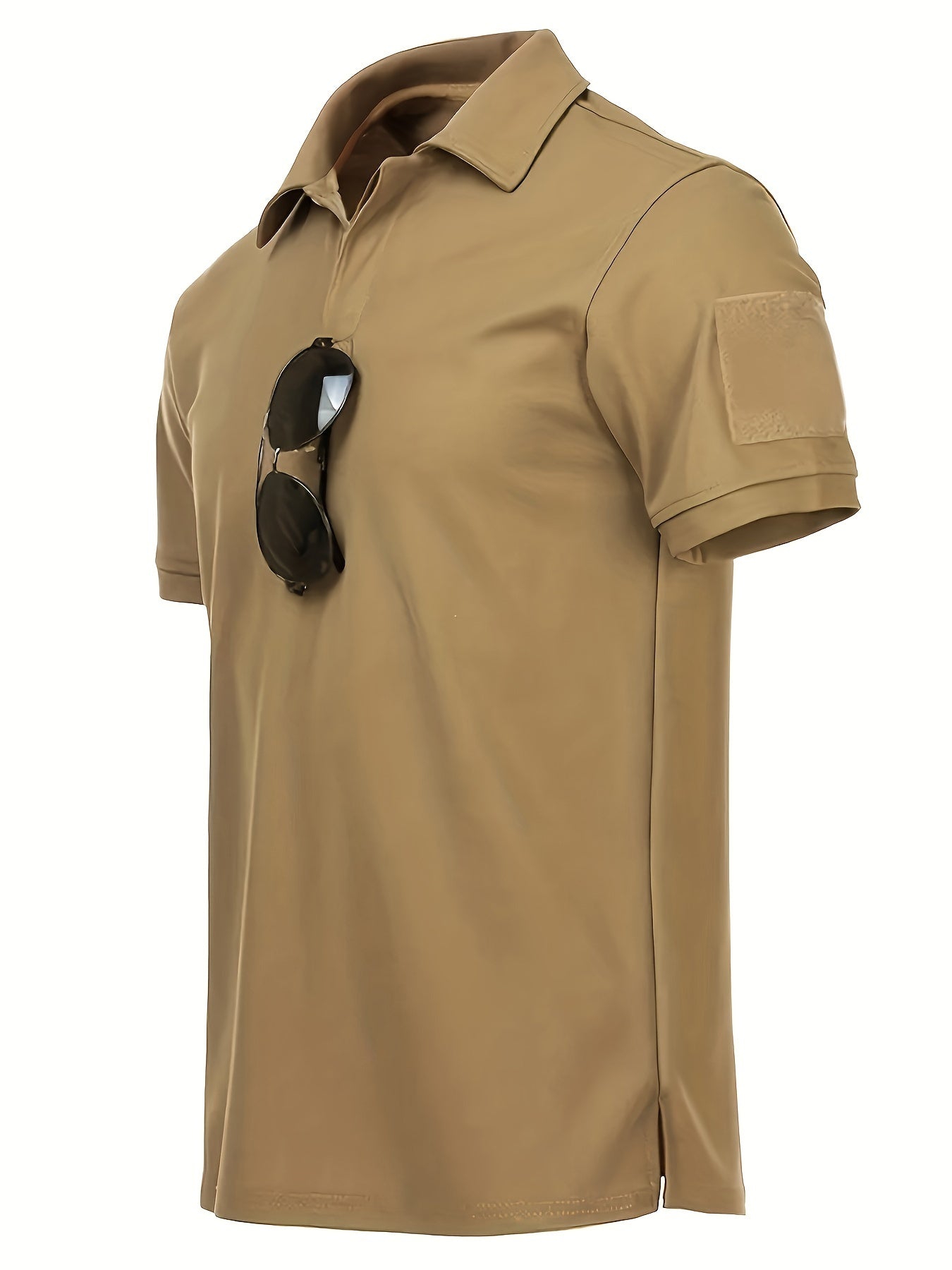 Men's Summer Tactical Polo Shirt Solid Polyester Outdoor Hiking Fishing Camping