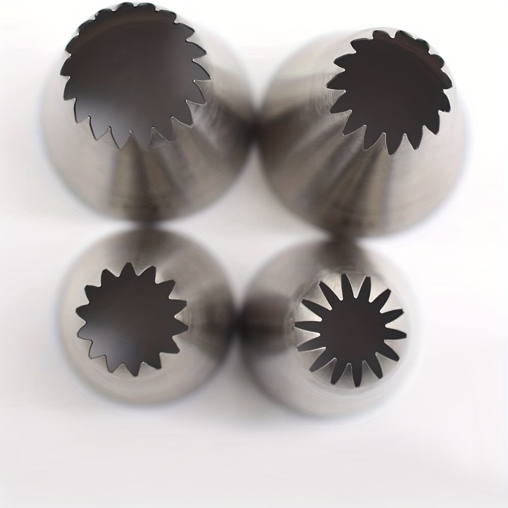 Set of 4 Stainless Steel Pastry Tips Icing Nozzles for Cake Decorating Baking