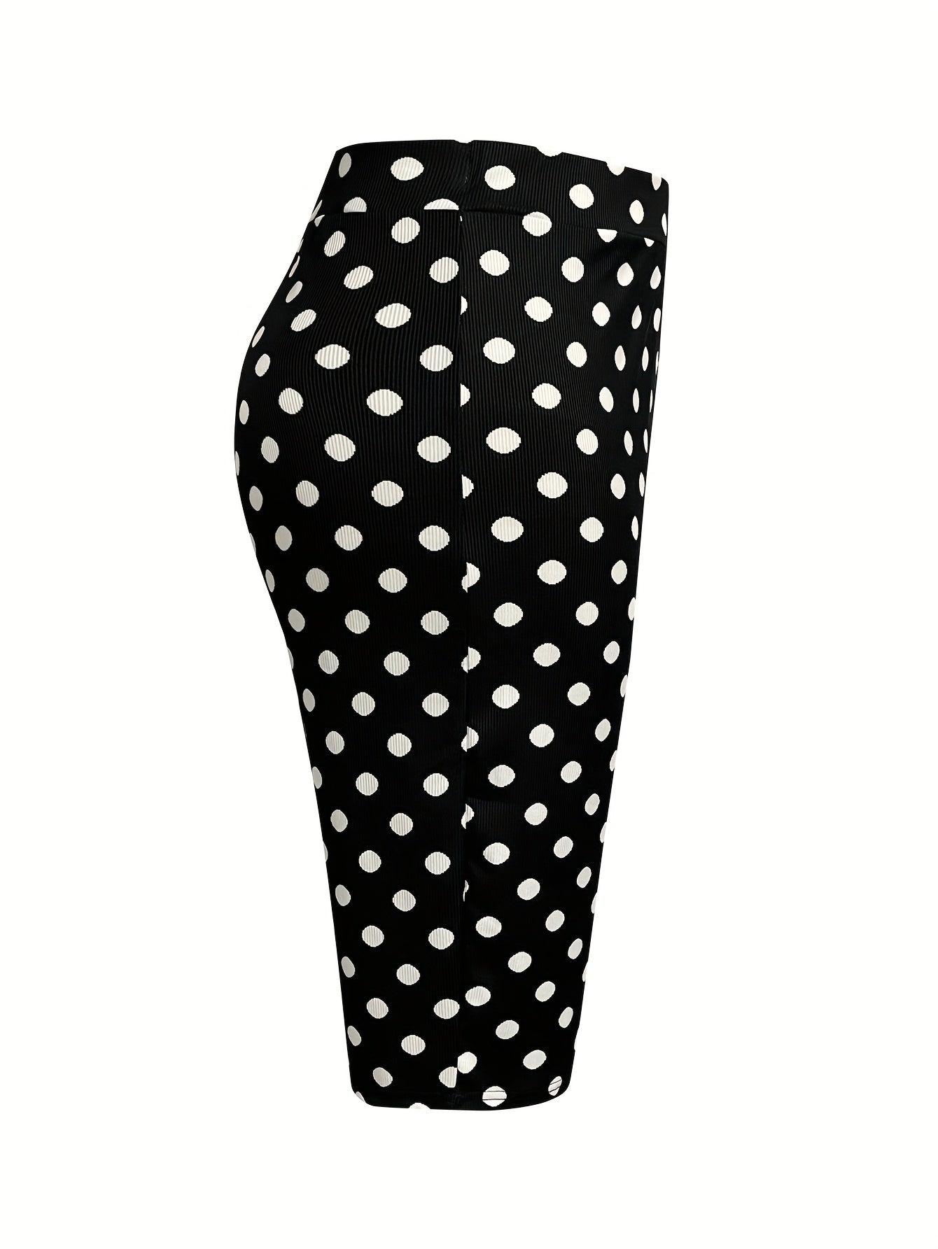 Women's High-Waisted Flowy Wide-Leg Capri Pants Black and White Polka Dot