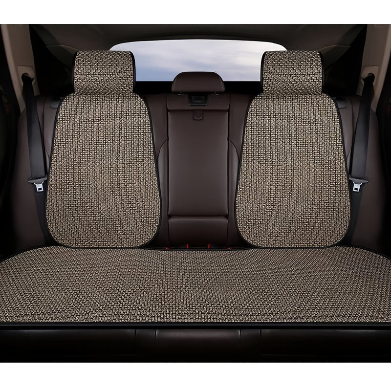 Conjunto de cojines para asiento de coche de lino transpirable, antideslizante, para todas las estaciones, universal