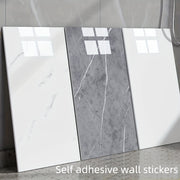 Marble Pattern Wall Stickers Glossy Washable Plastic Rectangular for Kitchen Bathroom