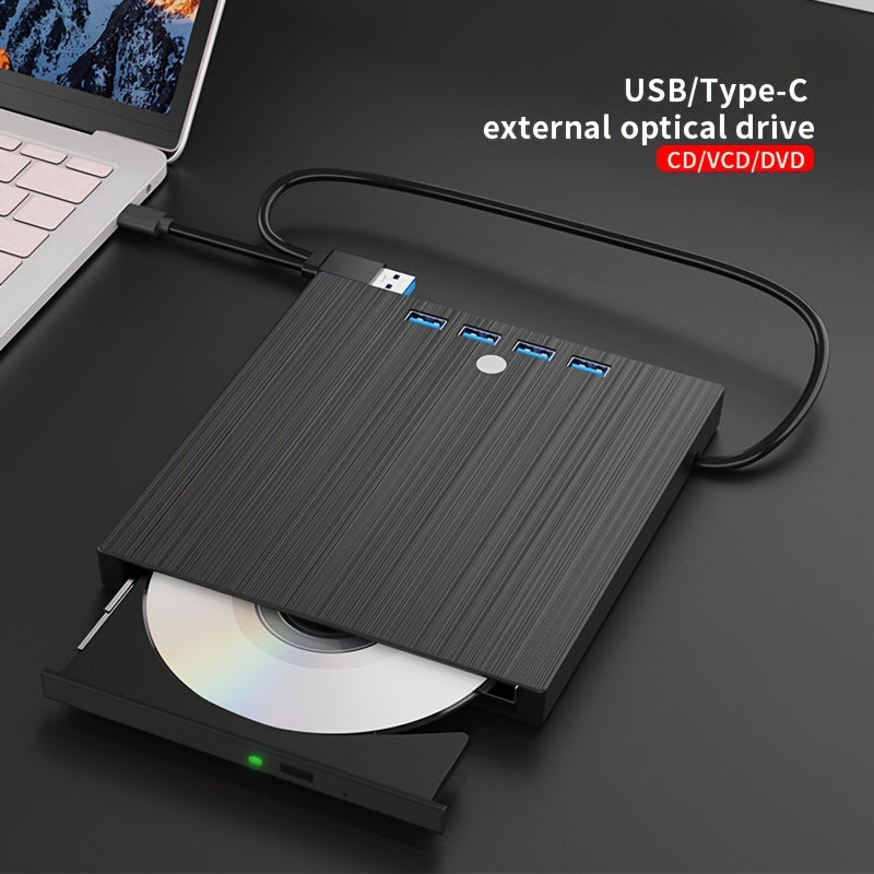 Noutbuklar va Windows, Linux yoki Mac ishlatadigan shaxsiy kompyuterlarda CD/DVD yozish, o'qish va ijro etish uchun 8-in-1 imkoniyatlariga ega, USB 3.0 va Type-C mos keladigan ingichka tashqi optik disk.