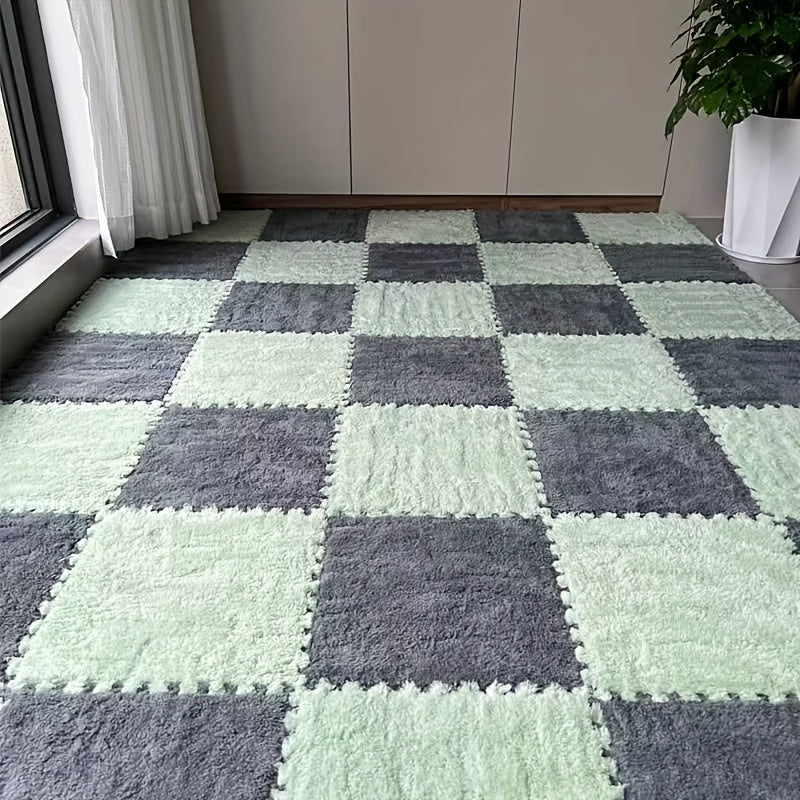 Modern Plush Patchwork Area Rug for Bedroom Living Room Indoor Washable 40 Pieces