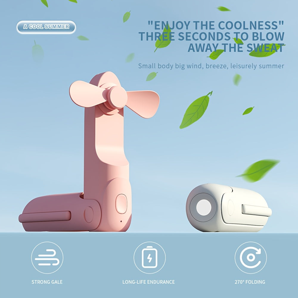 Portable Handheld Fan with 1200mAh Battery, Flashlight, Hook, 3-Speed Adjustable for Travel Outdoor Camping