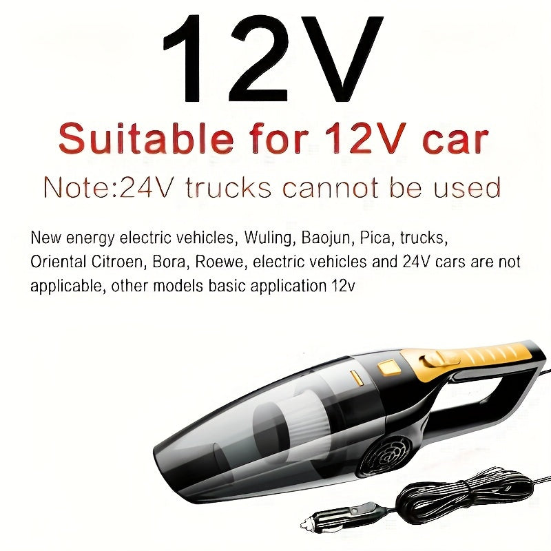 Handheld Car Vacuum Cleaner 4KPa Suction 100W 0.3L Dust Cup 5m Cord No Battery