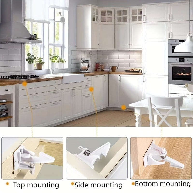 Child Safety Cabinet Locks Set 4pcs with Strong Adhesive Easy Installation for Cabinets and Drawers